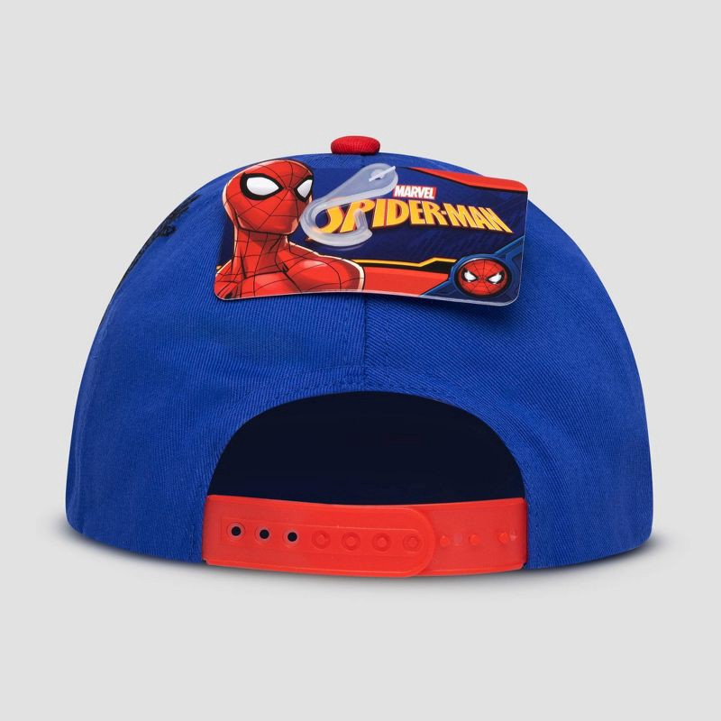slide 3 of 3, Boys' Spider-Man Flat Brim Baseball Hat - Blue, 1 ct