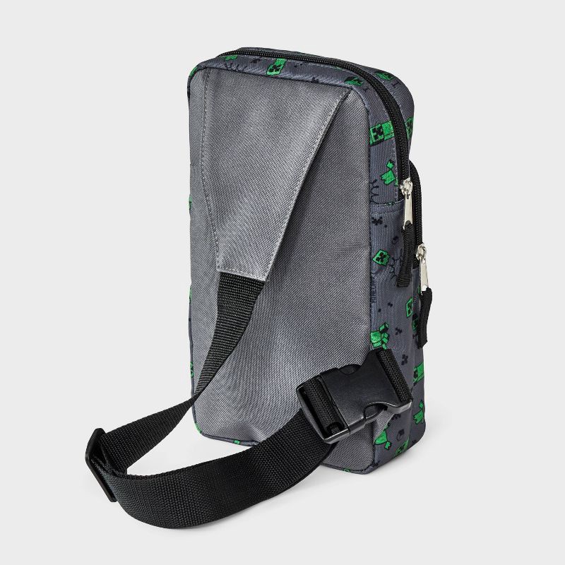 slide 2 of 4, Boys' Minecraft Gaming Sling Pack Pouch - Gray/Green, 1 ct