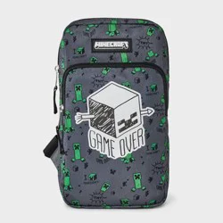Boys' Minecraft Gaming Sling Pack Pouch - Gray/Green