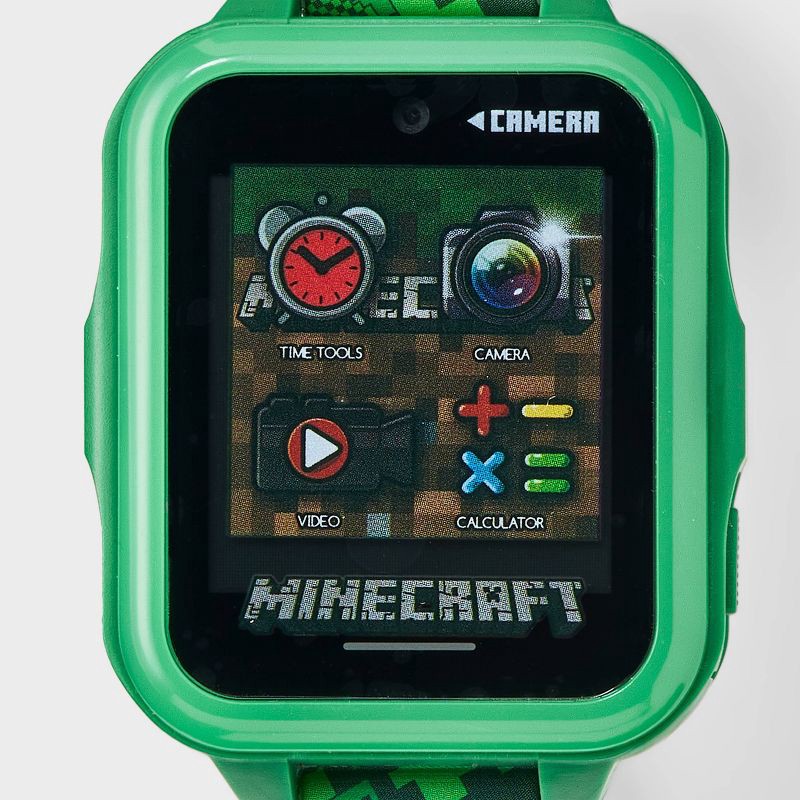 slide 3 of 3, Boys' Minecraft Light Up Interactive Watch - Green, 1 ct