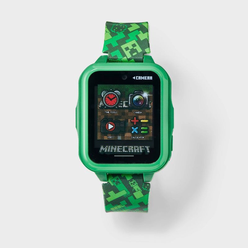 slide 1 of 3, Boys' Minecraft Light Up Interactive Watch - Green, 1 ct