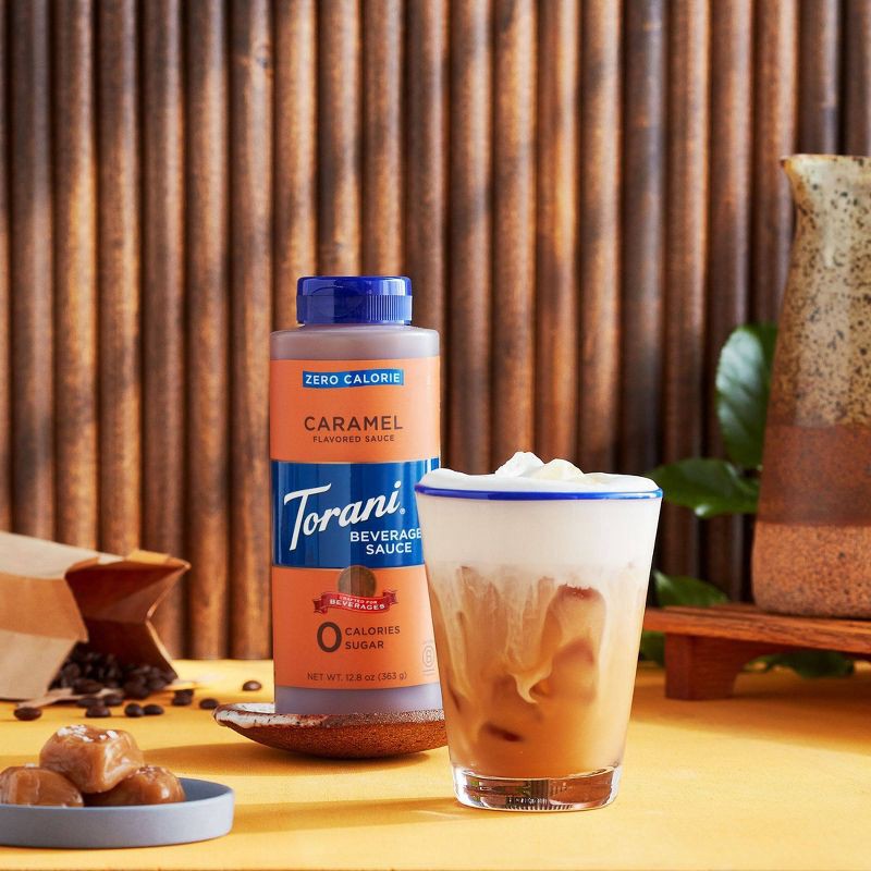 slide 3 of 6, Torani Zero Calorie Sugar Free Caramel Sauce for Coffee Lattes and Milkshakes - 12.8oz, 12.8 oz