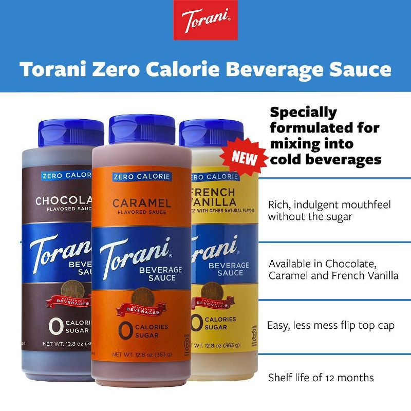 slide 6 of 6, Torani Zero Calorie Sugar Free Caramel Sauce for Coffee Lattes and Milkshakes - 12.8oz, 12.8 oz