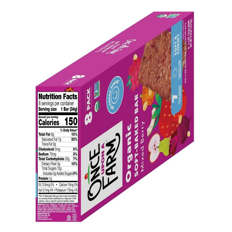 slide 10 of 11, Once Upon a Farm Snack Bars Mixed Berry - 9.6oz/8ct, 8 ct; 9.6 oz