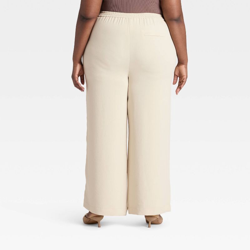 slide 2 of 3, Women's Wide Leg Signature Crepe Pull-On Pants - A New Day™ Cream XXL, 1 ct