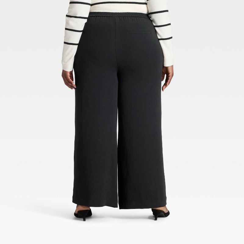 slide 2 of 3, Women's Wide Leg Signature Crepe Pull-On Pants - A New Day™ Black XXL, 1 ct