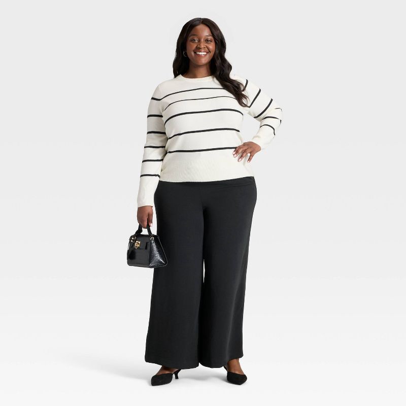 slide 3 of 3, Women's Wide Leg Signature Crepe Pull-On Pants - A New Day™ Black XXL, 1 ct