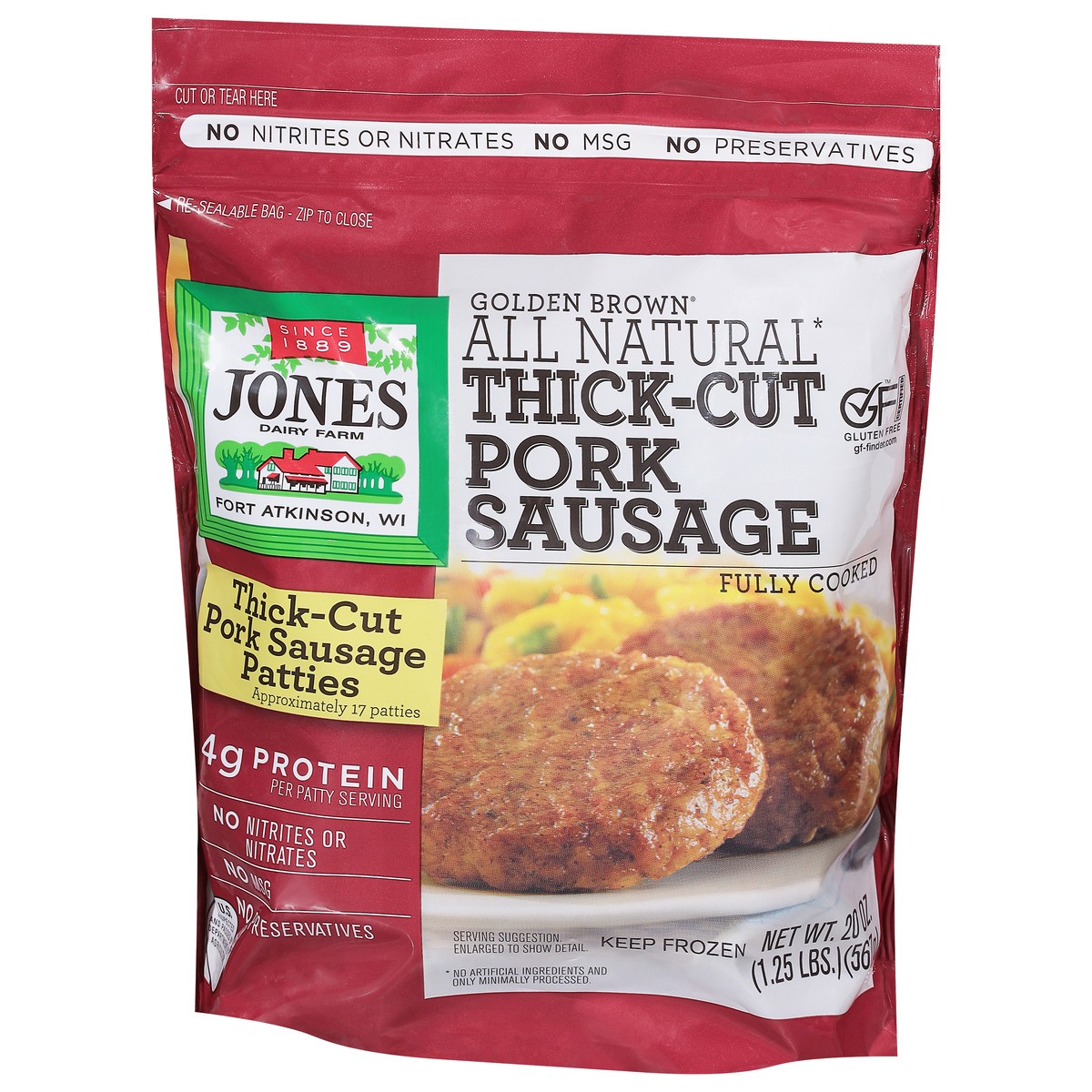 slide 8 of 13, Jones Dairy Farm Golden Brown All Natural Thick-Cut Pork Sausage 20 oz, 20 oz
