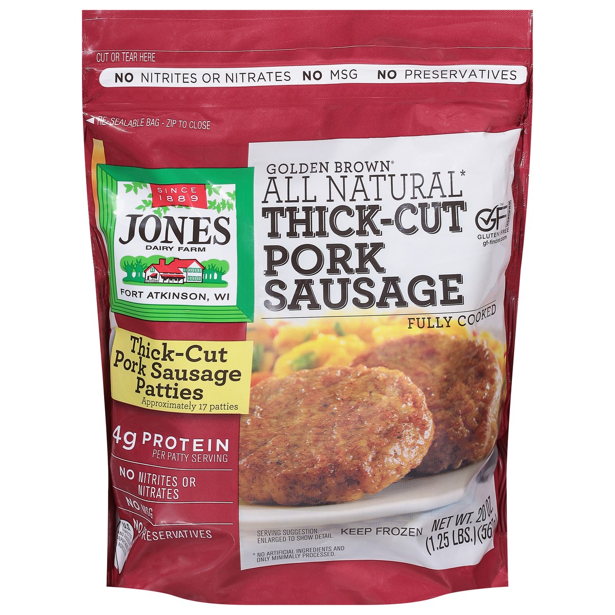 slide 7 of 13, Jones Dairy Farm Golden Brown All Natural Thick-Cut Pork Sausage 20 oz, 20 oz