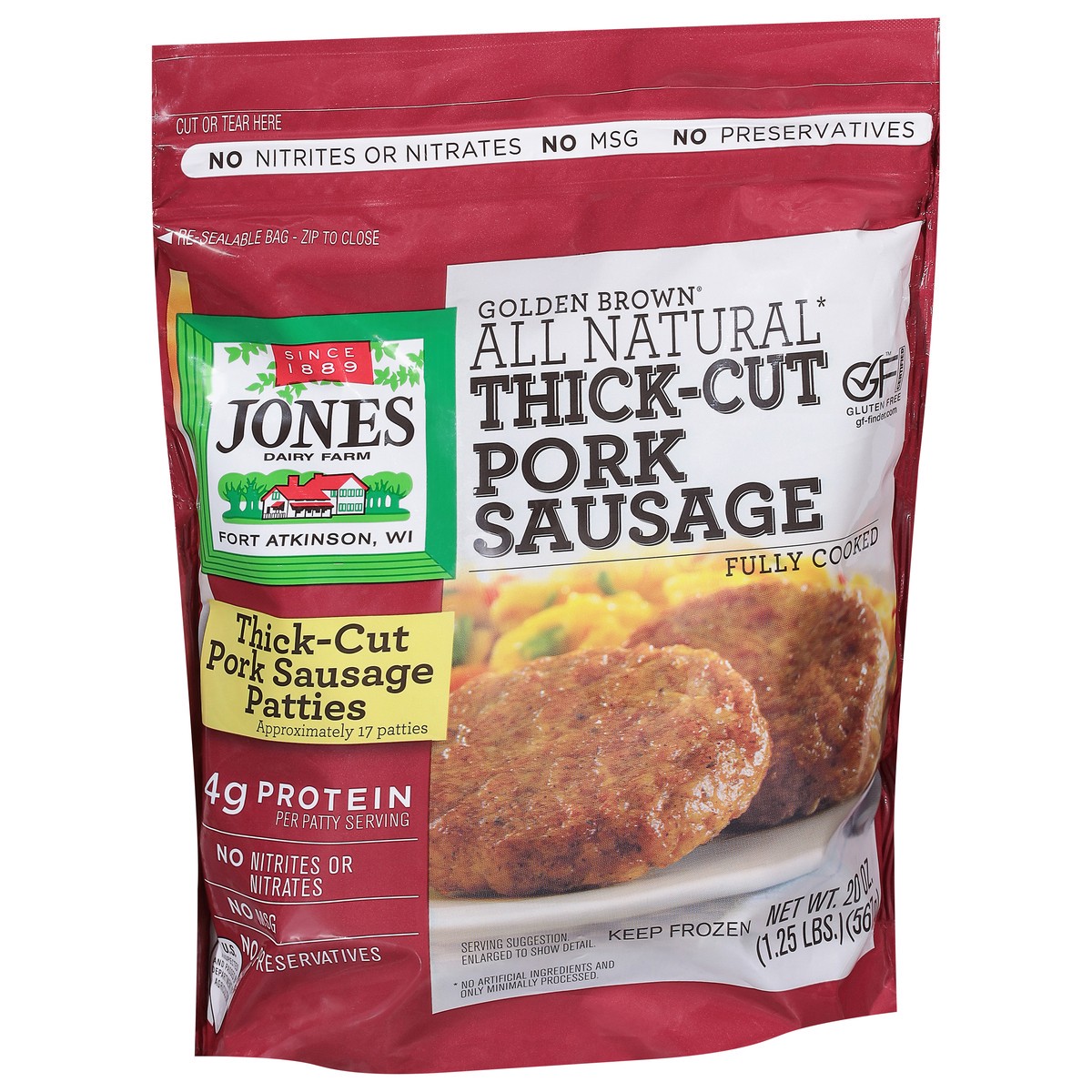slide 13 of 13, Jones Dairy Farm Golden Brown All Natural Thick-Cut Pork Sausage 20 oz, 20 oz