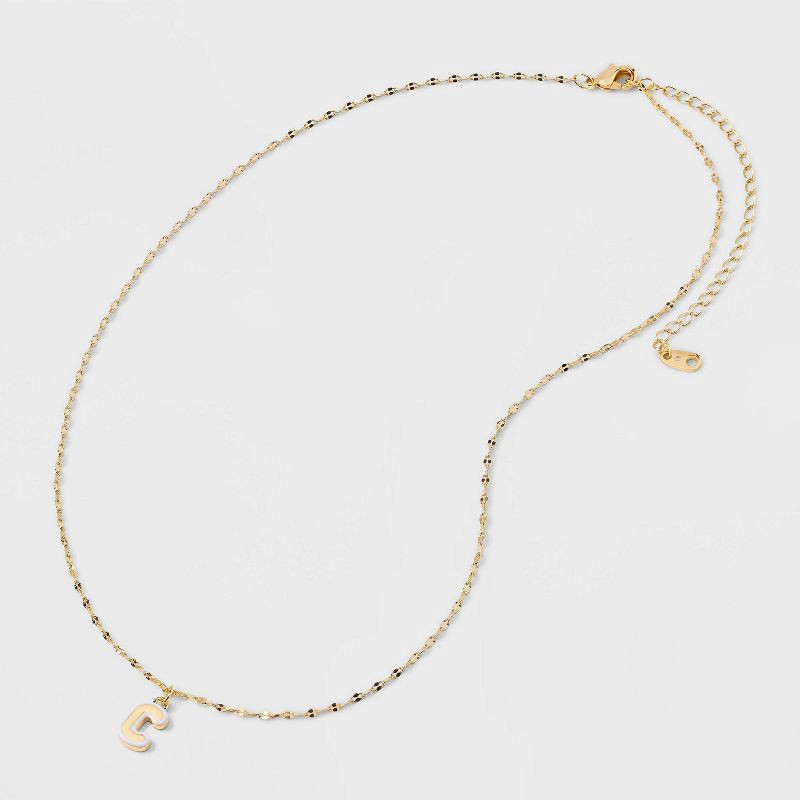 slide 2 of 4, 14K Gold Dipped Enamel "C" Initial Pendant Necklace - A New Day™ Gold/White, 1 ct