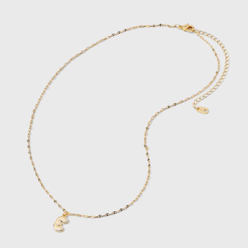 slide 2 of 4, 14K Gold Dipped Enamel "E" Initial Pendant Necklace - A New Day™ Gold/White, 1 ct
