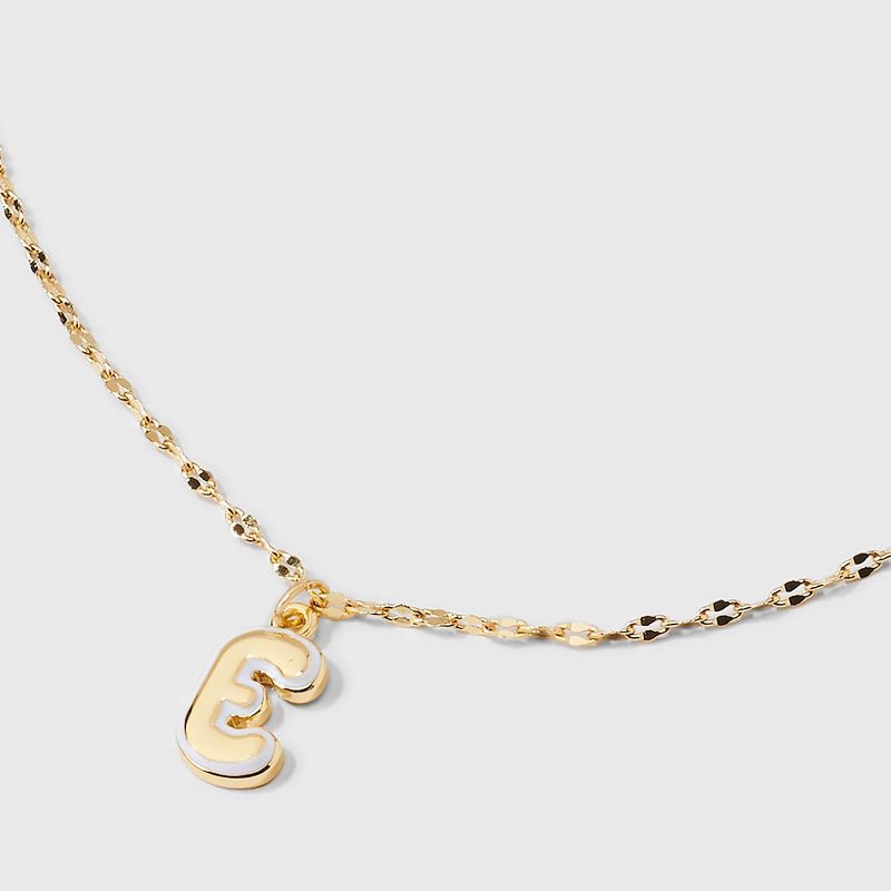 slide 4 of 4, 14K Gold Dipped Enamel "E" Initial Pendant Necklace - A New Day™ Gold/White, 1 ct