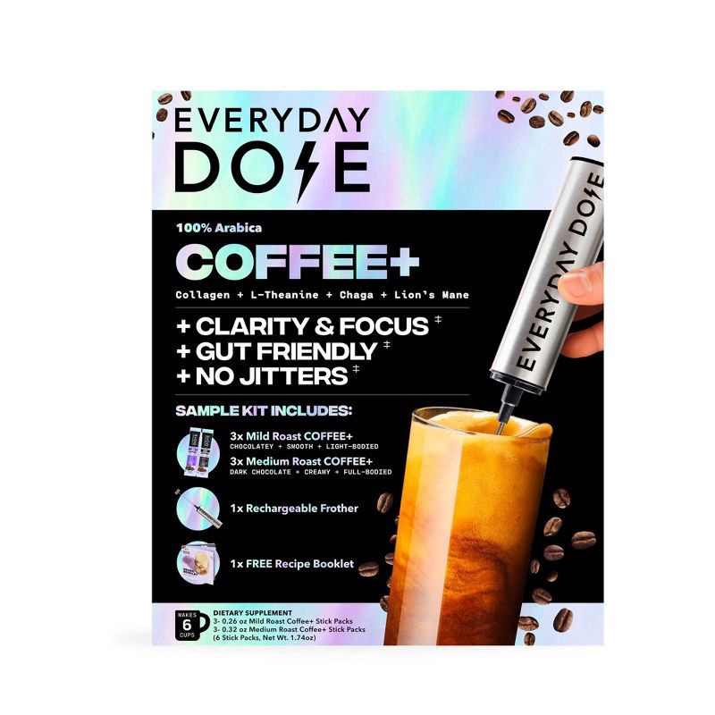 slide 1 of 6, Everyday Dose Medium Roast Mushroom Coffee Sample Kit - 1.74oz, 1.74 oz