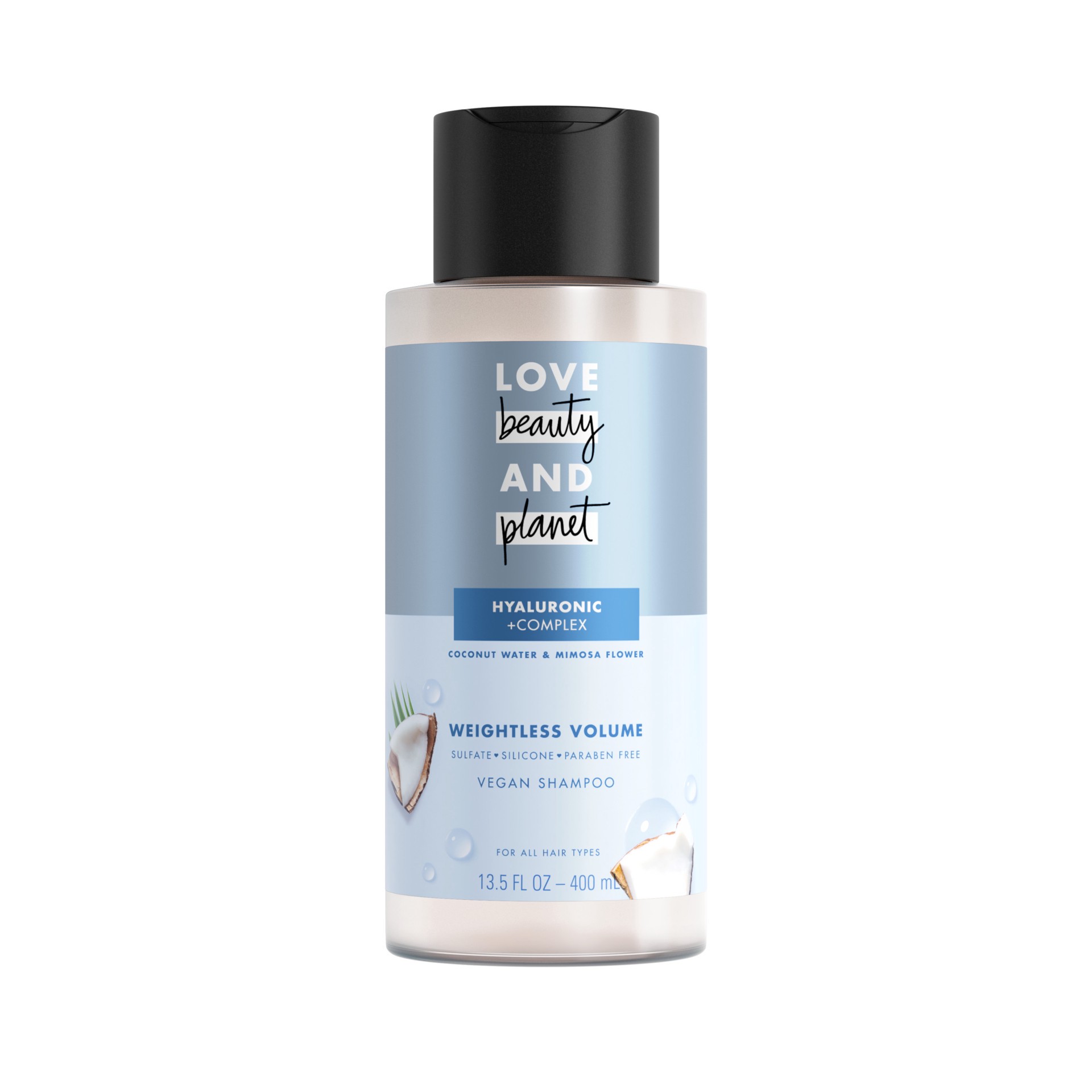 slide 1 of 9, Love Beauty and Planet Weightless Volume Shampoo with Hylauronic acid Coconut Water & Mimosa Flower, 13.5 oz, 13.5 fl oz