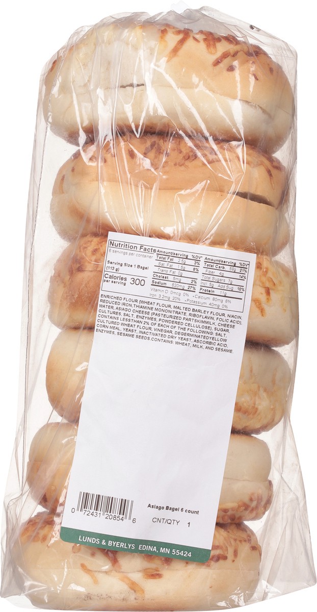 slide 12 of 13, Lunds & Byerlys Asiago Bagels 6 ea, 6 ct