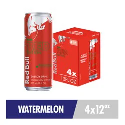 Red Bull Red Edition Energy Drink, Watermelon, 114mg Caffeine, 12 fl oz, Pack of 4 Cans