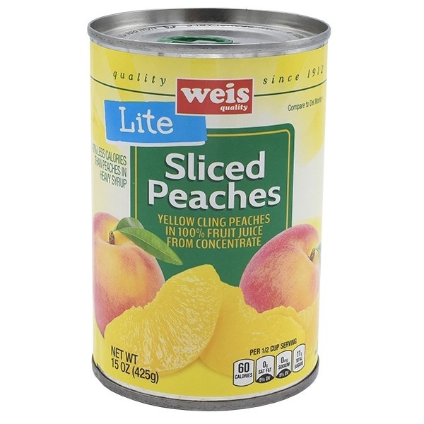 slide 1 of 1, Weis Quality Light Yellow Cling Sliced Peaches In 100% Juice Concentrate, 15 oz