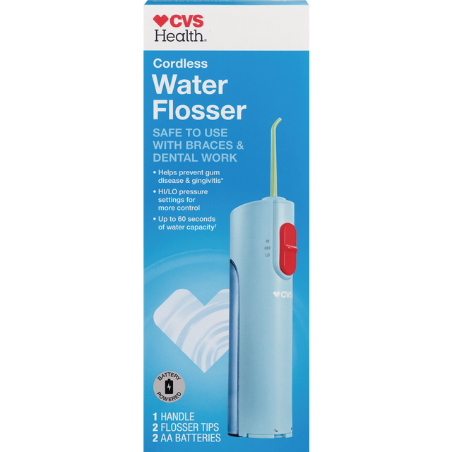 slide 1 of 1, Cvs Health Handheld Battery Water Flosser, Blue, 1 ct