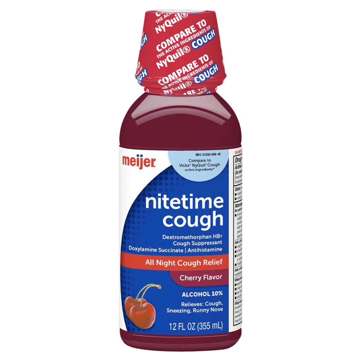 slide 1 of 25, Meijer Nitetime Cough Liquid, Cherry, 12 oz