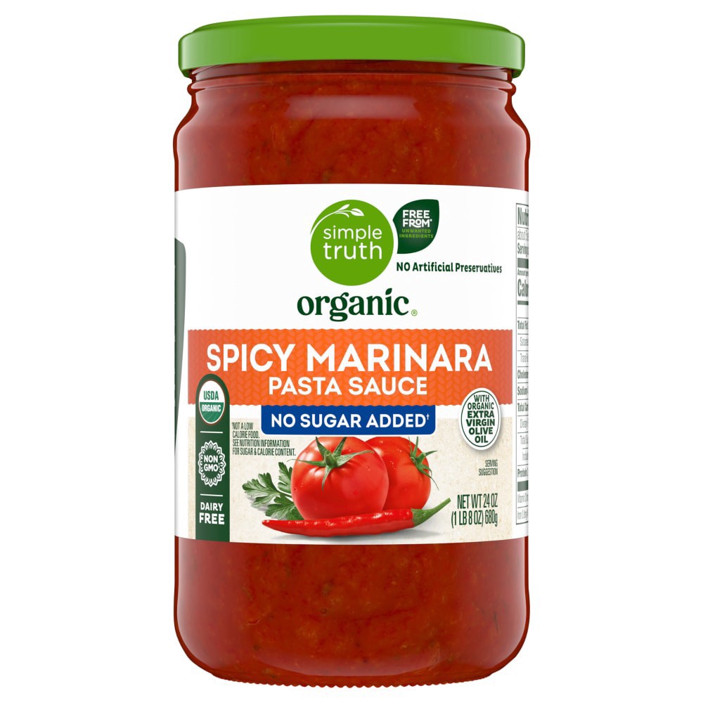 slide 1 of 3, Simple Truth Organic® Spicy Marinara Pasta Sauce, 24 oz
