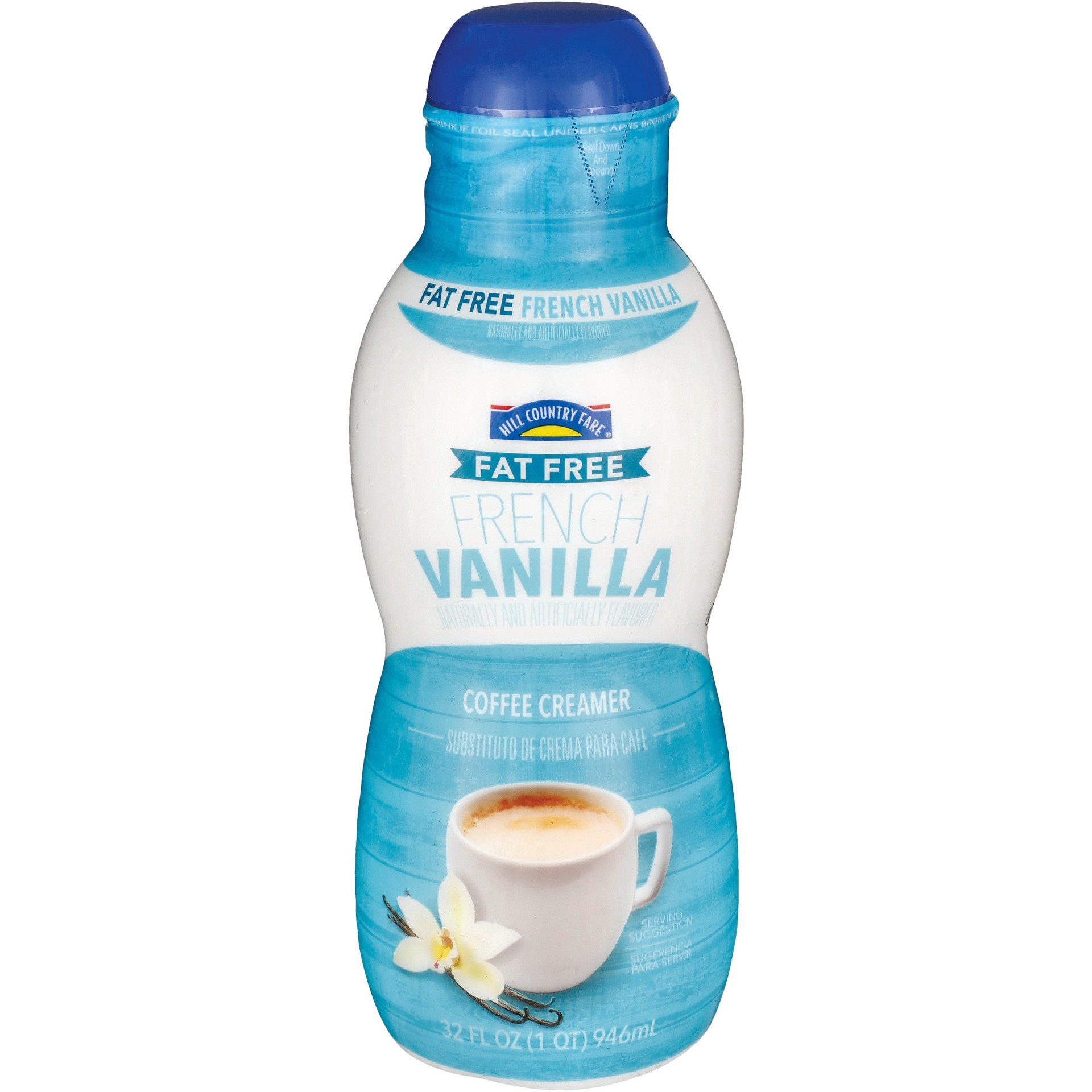 slide 1 of 1, Hill Country Fare Fat Free French Vanilla Non-Dairy Powdered Coffee Creamer, 32 oz