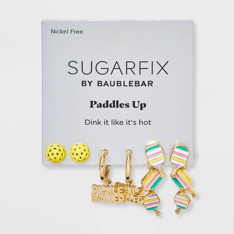 slide 2 of 3, SUGARFIX by BaubleBar Paddles Up Statement Earring Set 3pc - Gold, 3 ct