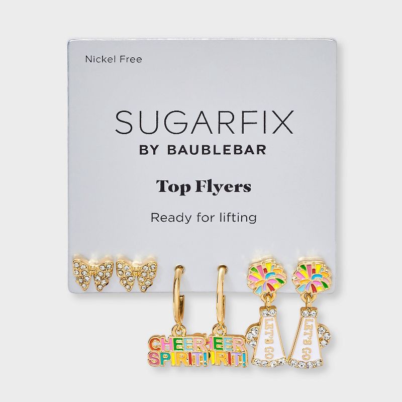 slide 2 of 3, SUGARFIX by BaubleBar Top Flyers Statement Earring Set 3pc - Gold, 3 ct