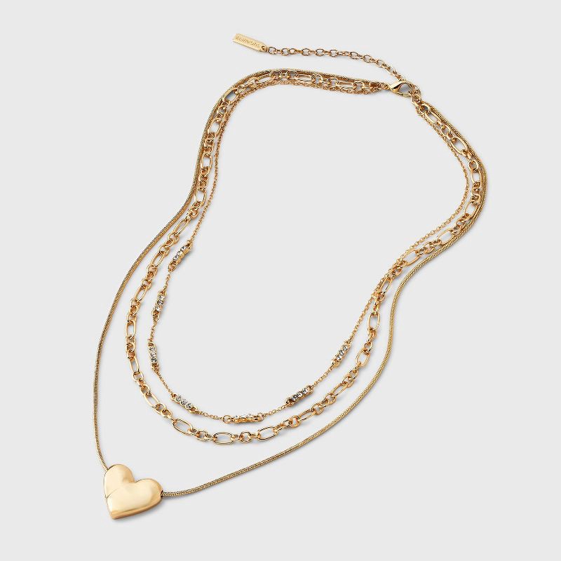 slide 3 of 4, SUGARFIX by BaubleBar Heart Multi-Strand Necklace Set - Gold, 1 ct