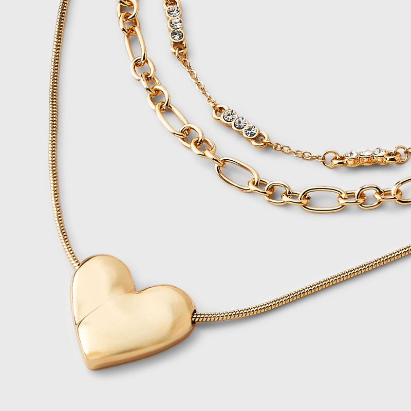 slide 4 of 4, SUGARFIX by BaubleBar Heart Multi-Strand Necklace Set - Gold, 1 ct