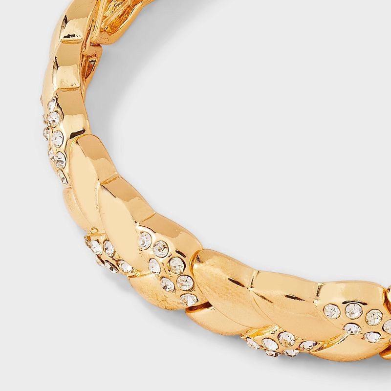 slide 4 of 4, SUGARFIX by BaubleBar Braided Pave Chain Bracelet - Gold, 1 ct