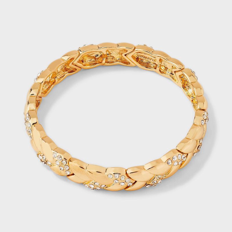 slide 1 of 4, SUGARFIX by BaubleBar Braided Pave Chain Bracelet - Gold, 1 ct