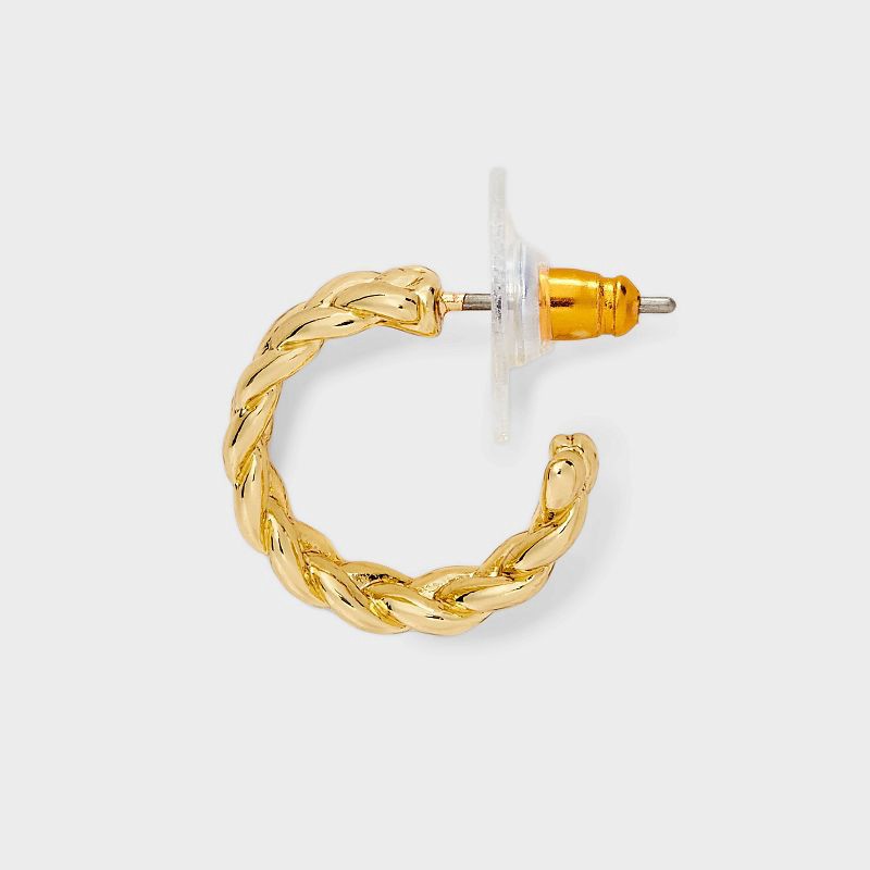 slide 3 of 3, SUGARFIX by BaubleBar Braided Heart Statement Earring Set 3pc - Gold, 3 ct