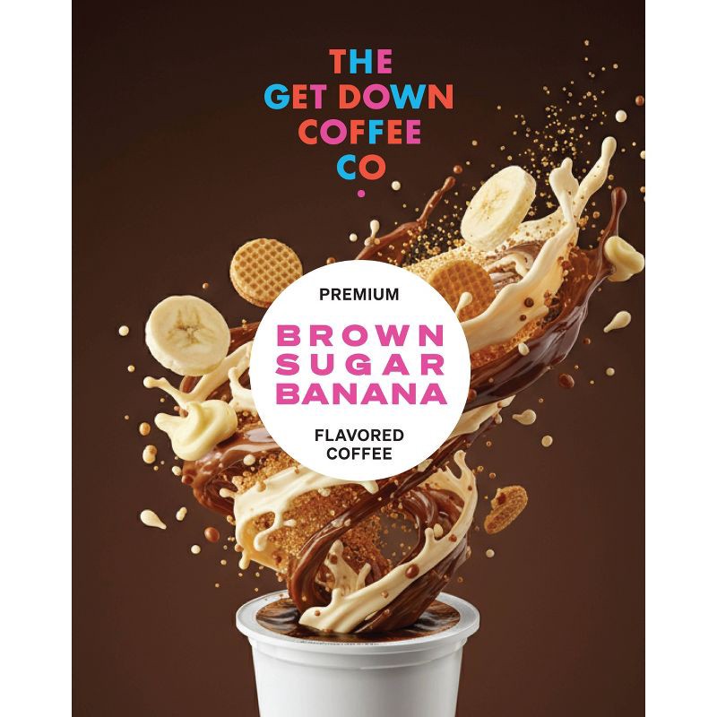 slide 12 of 12, The Get Down Coffee Co. Premium Brown Sugar Banana Flavored Espresso Roast Coffee Pods - 20ct, 20 ct