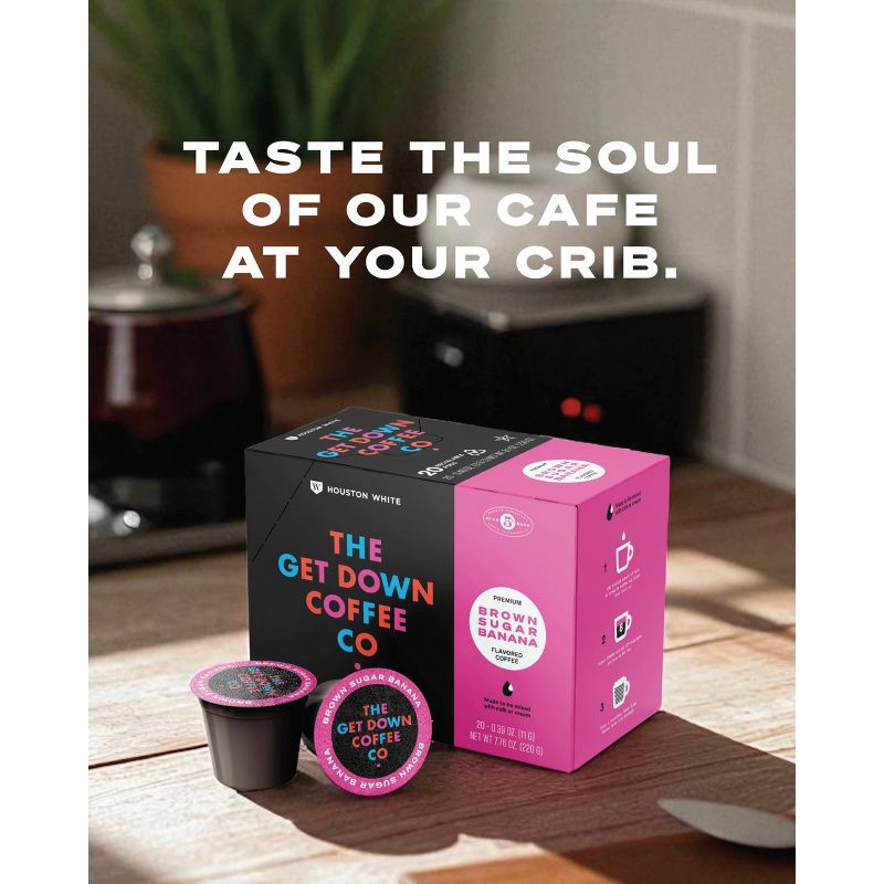 slide 11 of 12, The Get Down Coffee Co. Premium Brown Sugar Banana Flavored Espresso Roast Coffee Pods - 20ct, 20 ct