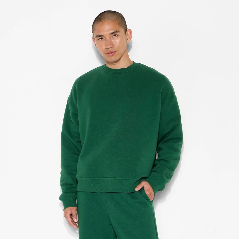 slide 2 of 3, Men's Fleece Crewneck Sweatshirt - Original Use™ Green M, 1 ct