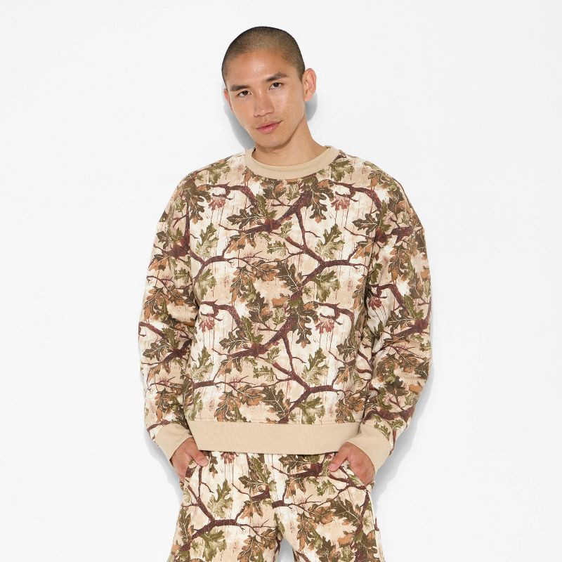slide 2 of 3, Men's Fleece Crewneck Sweatshirt - Original Use™ Beige Camo XXL, 1 ct