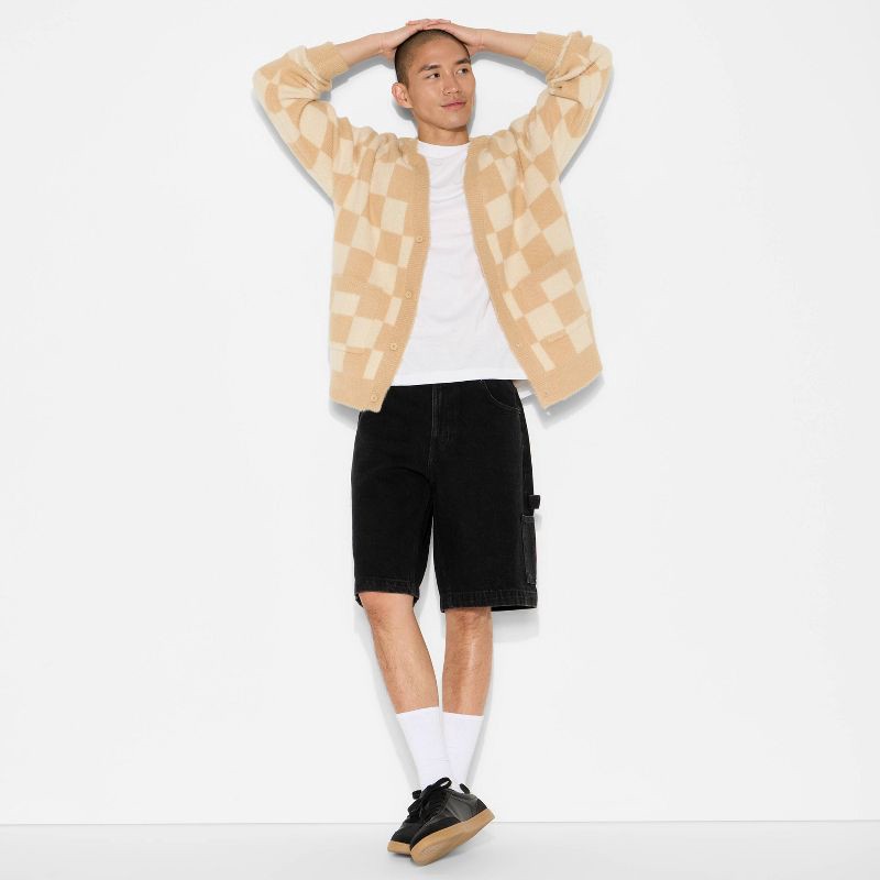 slide 1 of 3, Men's Oversized Cardigan Sweater - Original Use™ Cream Check M, 1 ct