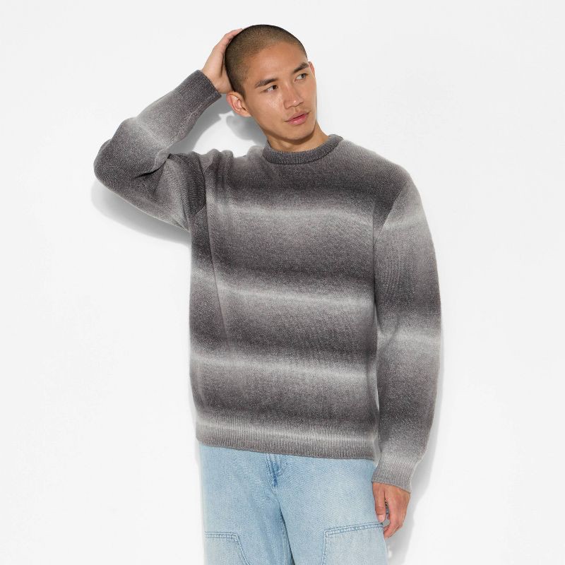 slide 2 of 3, Men's Oversized Crewneck Sweater - Original Use™ Heathered Gray M, 1 ct