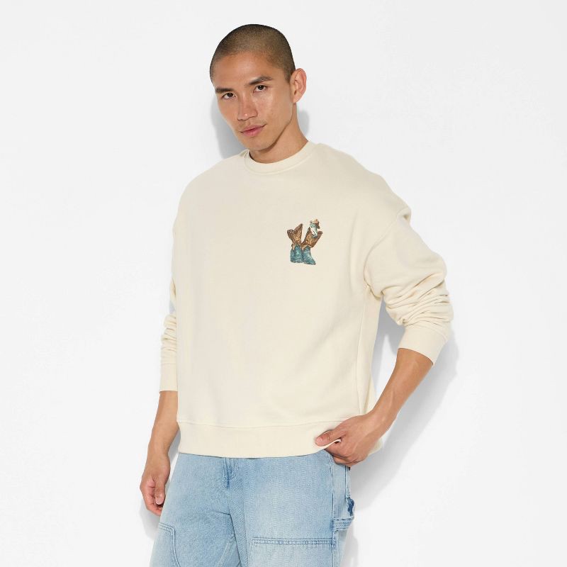 slide 2 of 3, Men's Fleece Crewneck Sweatshirt - Original Use™ Cream XL, 1 ct