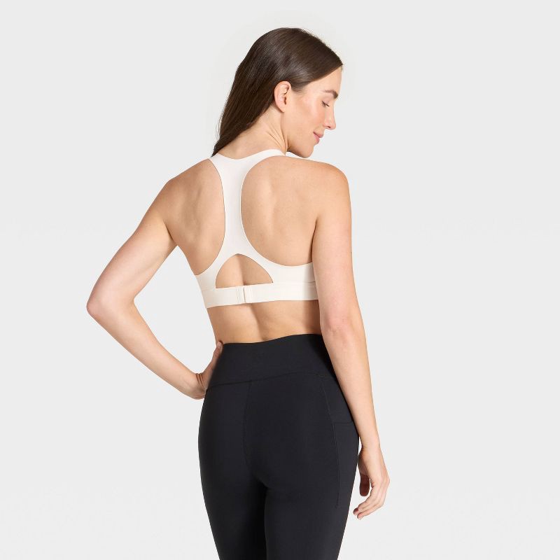 slide 2 of 5, Women's High Support Front Zip Bra - All In Motion™ Cream 34D, 1 ct