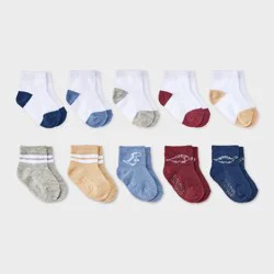 Baby Boys' 10pk Dino Striped Ankle Socks - Cat & Jack™ 6-12M