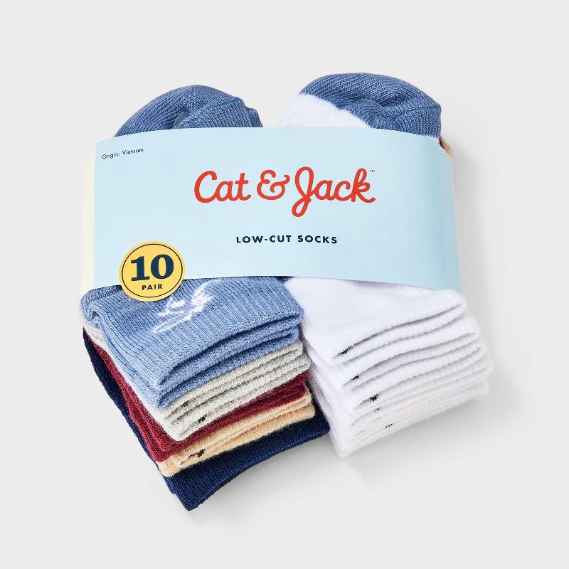 slide 2 of 3, Baby Boys' 10pk Dino Striped Ankle Socks - Cat & Jack™ 12-24M, 10 ct