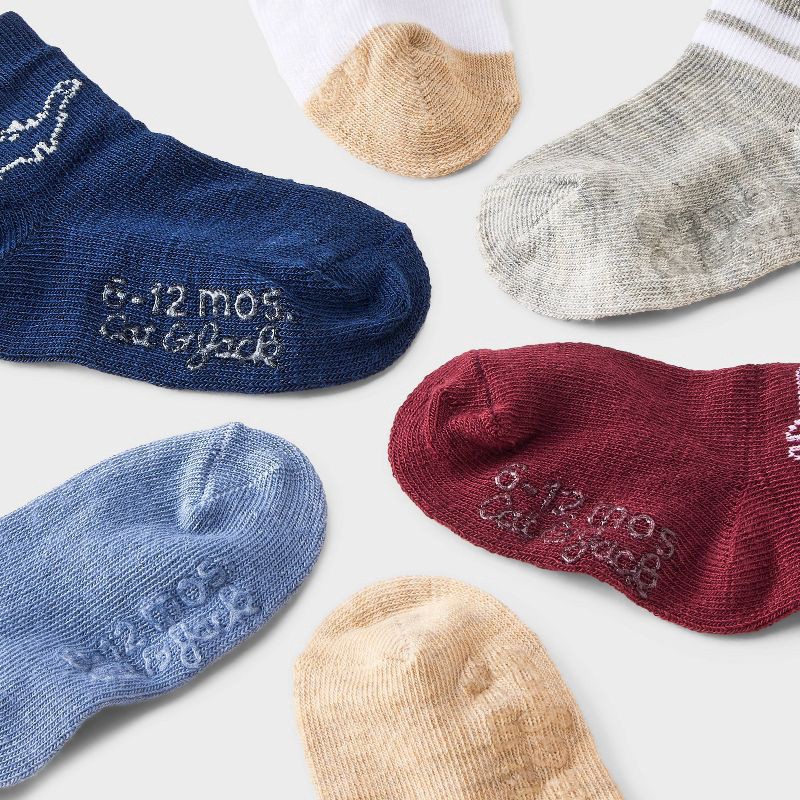 slide 3 of 3, Baby Boys' 10pk Dino Striped Ankle Socks - Cat & Jack™ 12-24M, 10 ct
