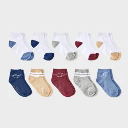 Toddler Boys' 10pk Dino Striped Ankle Socks - Cat & Jack™ 2T-3T