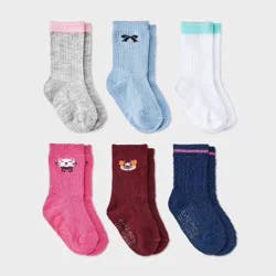 Baby Girls' 6pk Cat & Dog Bow Crew Socks - Cat & Jack™ 12-24M