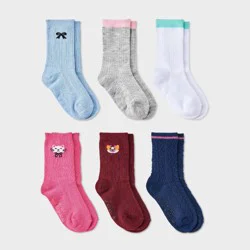 Toddler Girls' 6pk Cat & Dog Bow Crew Socks - Cat & Jack™ 2T-3T