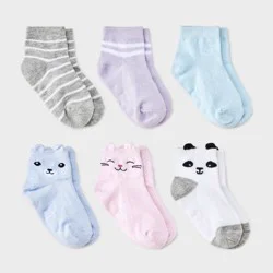 Toddler Girls' 6pk Critter Ankle Socks - Cat & Jack™ 2T-3T