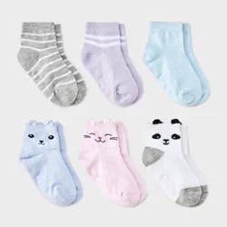 Toddler Girls' 6pk Critter Ankle Socks - Cat & Jack™ 4T-5T
