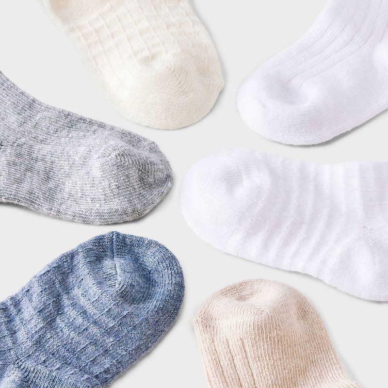 slide 3 of 3, Baby 6pk Waffle Ribbed Ankle Socks - Cat & Jack™ 6-12M, 6 ct